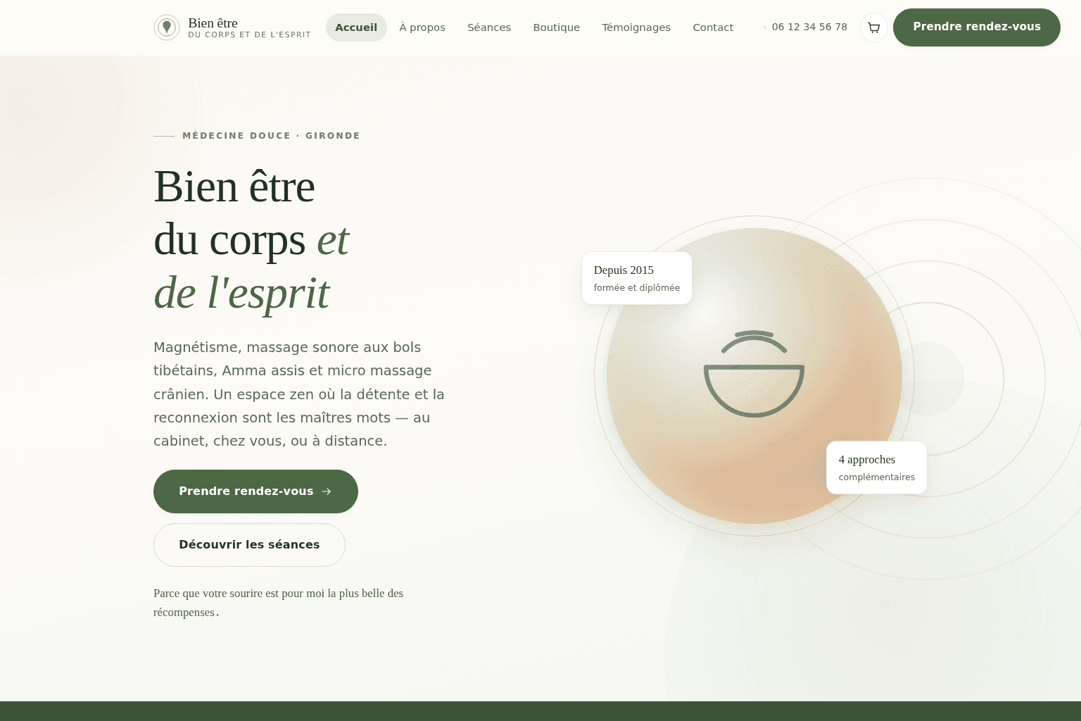 Exemple de page d’accueil d’un site vitrine (maquette)